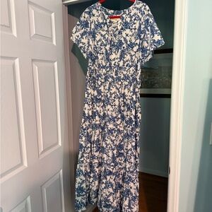 Anthropologie Blue and White Somerset Dress